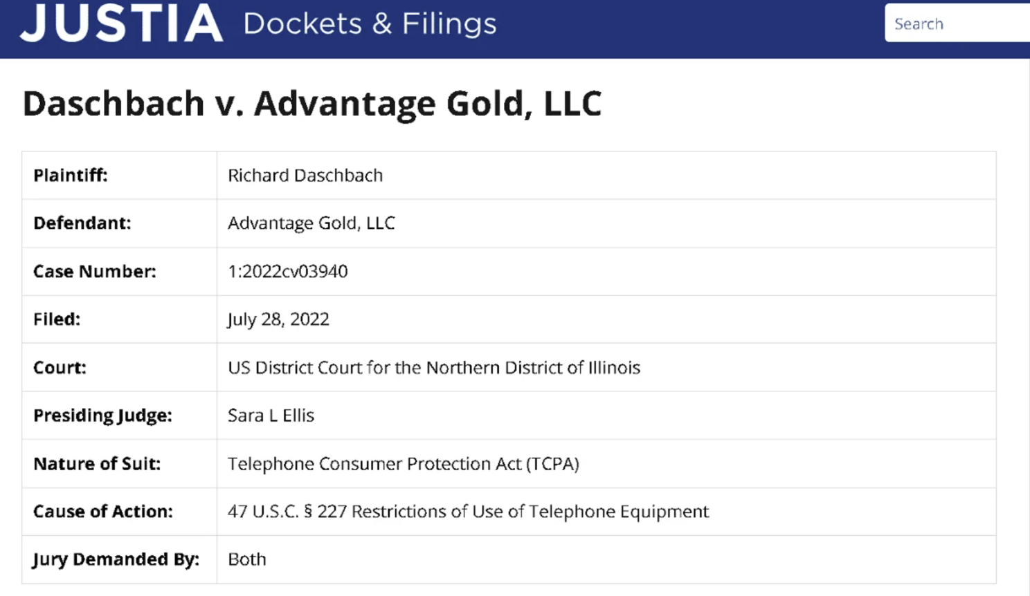Advantage Gold lawsuit